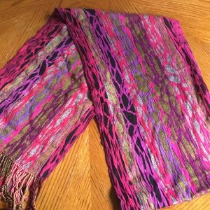 Fun patterned scarf in pinks and purples